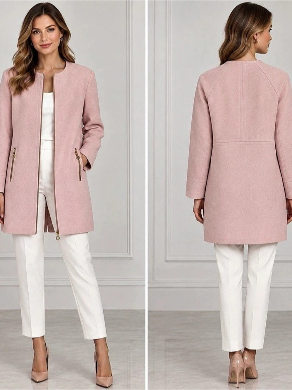 NWOT Pink Zip Pocket Coat
